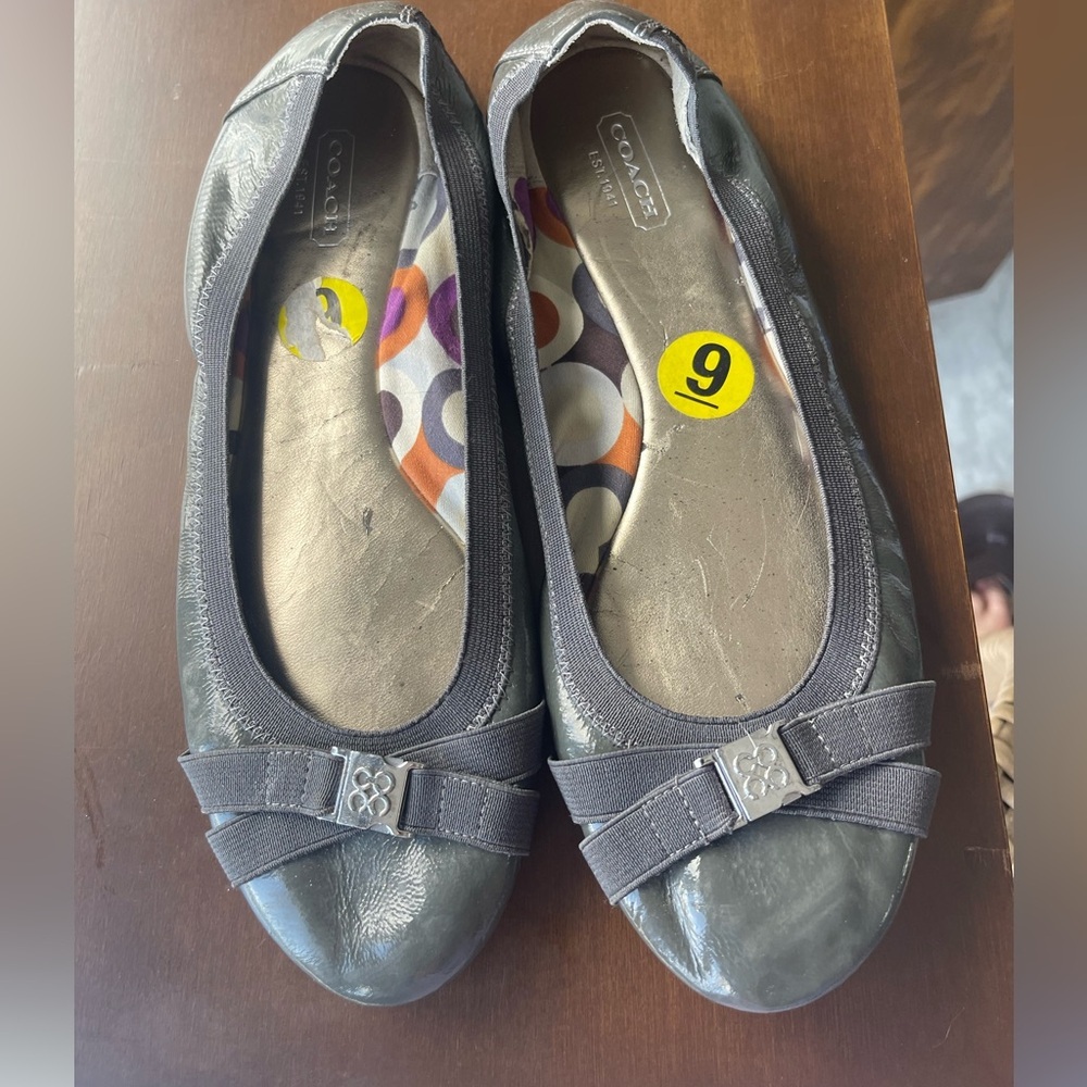 Coach Metallic Gray Ballet Flats